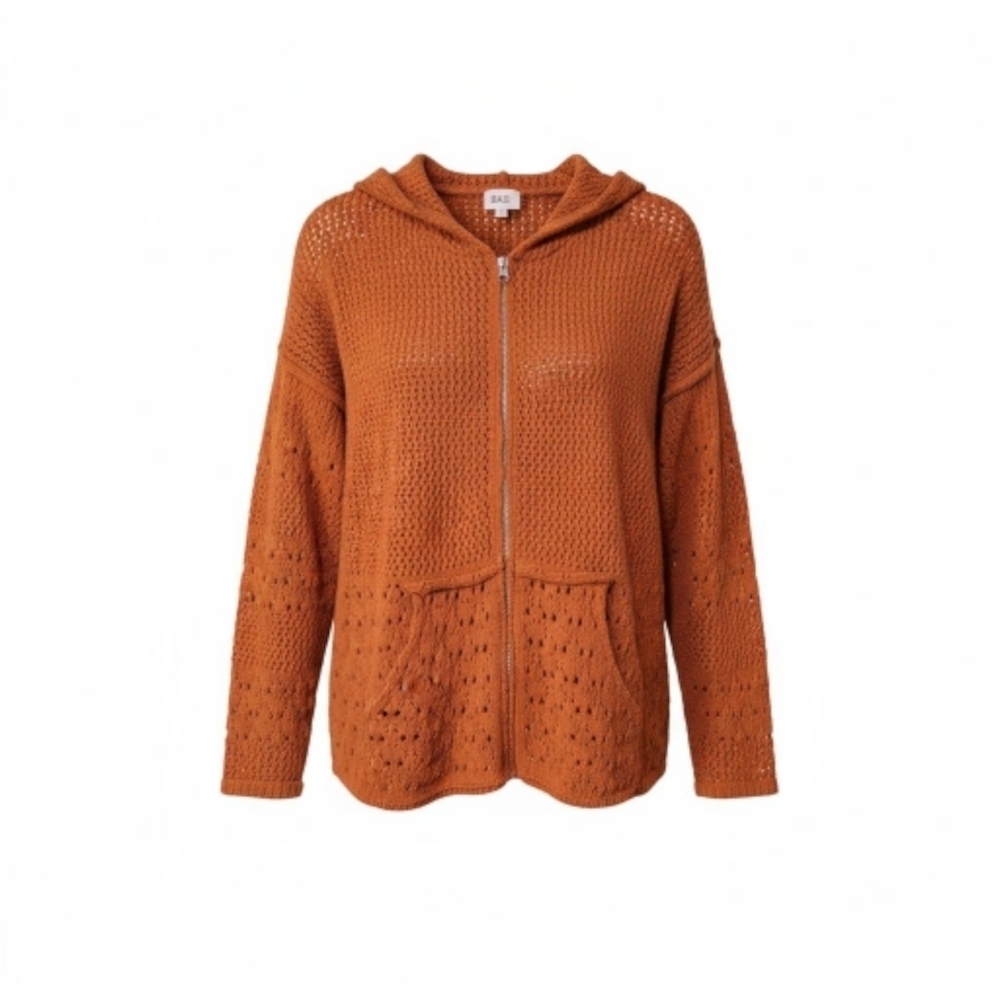 BKE Brown Hooded Cardigan Sweater